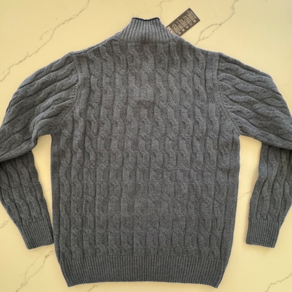 Mens Trikko Cable Quarter Zip Sweater Gray Blue Size Large NWT - Picture 6 of 7